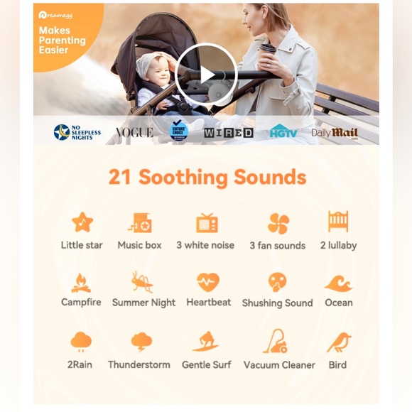 Dreamegg White Noise Machine - Portable Sound Machine for Baby Adult, - Picture 8 of 11